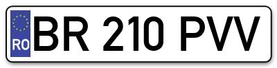 Placuta inmatriculare numar auto  BR-210-PVV, BR 210 PVV, BR210PVV