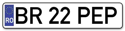 Placuta inmatriculare numar auto  BR-22-PEP, BR 22 PEP, BR22PEP