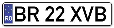 Placuta inmatriculare numar auto  BR-22-XVB, BR 22 XVB, BR22XVB