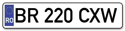 Placuta inmatriculare numar auto  BR-220-CXW, BR 220 CXW, BR220CXW