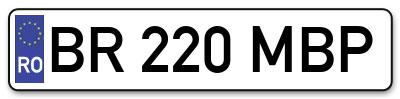Placuta inmatriculare numar auto  BR-220-MBP, BR 220 MBP, BR220MBP