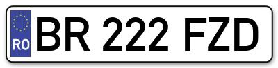 Placuta inmatriculare numar auto  BR-222-FZD, BR 222 FZD, BR222FZD