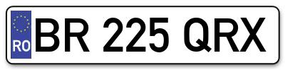 Placuta inmatriculare numar auto  BR-225-QRX, BR 225 QRX, BR225QRX