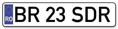 Placuta inmatriculare numar auto  BR-23-SDR, BR 23 SDR, BR23SDR