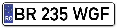 Placuta inmatriculare numar auto  BR-235-WGF, BR 235 WGF, BR235WGF