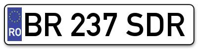 Placuta inmatriculare numar auto  BR-237-SDR, BR 237 SDR, BR237SDR