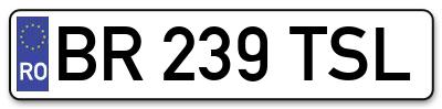 Placuta inmatriculare numar auto  BR-239-TSL, BR 239 TSL, BR239TSL