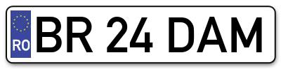 Placuta inmatriculare numar auto  BR-24-DAM, BR 24 DAM, BR24DAM