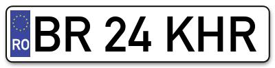 Placuta inmatriculare numar auto  BR-24-KHR, BR 24 KHR, BR24KHR