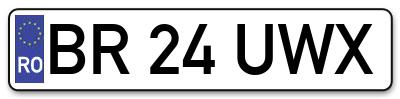 Placuta inmatriculare numar auto  BR-24-UWX, BR 24 UWX, BR24UWX