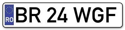Placuta inmatriculare numar auto  BR-24-WGF, BR 24 WGF, BR24WGF