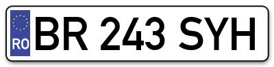 Placuta inmatriculare numar auto  BR-243-SYH, BR 243 SYH, BR243SYH