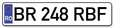 Placuta inmatriculare numar auto  BR-248-RBF, BR 248 RBF, BR248RBF