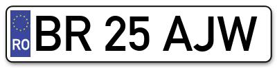Placuta inmatriculare numar auto  BR-25-AJW, BR 25 AJW, BR25AJW