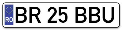 Placuta inmatriculare numar auto  BR-25-BBU, BR 25 BBU, BR25BBU