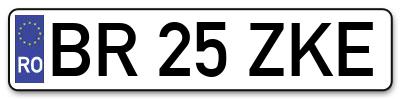 Placuta inmatriculare numar auto  BR-25-ZKE, BR 25 ZKE, BR25ZKE