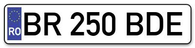 Placuta inmatriculare numar auto  BR-250-BDE, BR 250 BDE, BR250BDE
