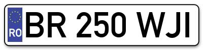 Placuta inmatriculare numar auto  BR-250-WJI, BR 250 WJI, BR250WJI