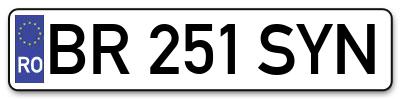 Placuta inmatriculare numar auto  BR-251-SYN, BR 251 SYN, BR251SYN