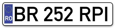 Placuta inmatriculare numar auto  BR-252-RPI, BR 252 RPI, BR252RPI