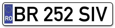 Placuta inmatriculare numar auto  BR-252-SIV, BR 252 SIV, BR252SIV