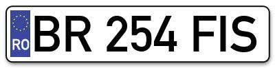 Placuta inmatriculare numar auto  BR-254-FIS, BR 254 FIS, BR254FIS