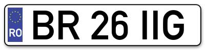 Placuta inmatriculare numar auto  BR-26-IIG, BR 26 IIG, BR26IIG