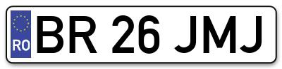 Placuta inmatriculare numar auto  BR-26-JMJ, BR 26 JMJ, BR26JMJ
