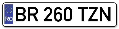 Placuta inmatriculare numar auto  BR-260-TZN, BR 260 TZN, BR260TZN