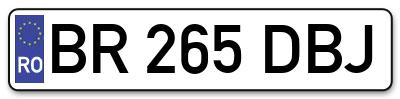 Placuta inmatriculare numar auto  BR-265-DBJ, BR 265 DBJ, BR265DBJ