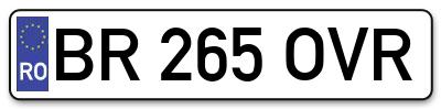 Placuta inmatriculare numar auto  BR-265-OVR, BR 265 OVR, BR265OVR