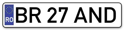 Placuta inmatriculare numar auto  BR-27-AND, BR 27 AND, BR27AND