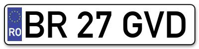 Placuta inmatriculare numar auto  BR-27-GVD, BR 27 GVD, BR27GVD