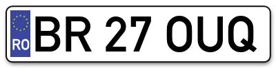 Placuta inmatriculare numar auto  BR-27-OUQ, BR 27 OUQ, BR27OUQ
