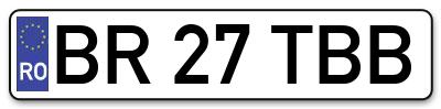 Placuta inmatriculare numar auto  BR-27-TBB, BR 27 TBB, BR27TBB