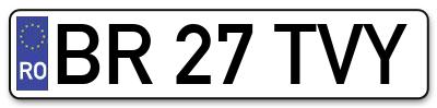 Placuta inmatriculare numar auto  BR-27-TVY, BR 27 TVY, BR27TVY