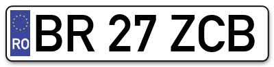 Placuta inmatriculare numar auto  BR-27-ZCB, BR 27 ZCB, BR27ZCB