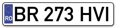 Placuta inmatriculare numar auto  BR-273-HVI, BR 273 HVI, BR273HVI