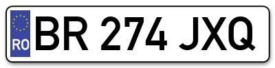 Placuta inmatriculare numar auto  BR-274-JXQ, BR 274 JXQ, BR274JXQ