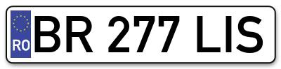 Placuta inmatriculare numar auto  BR-277-LIS, BR 277 LIS, BR277LIS