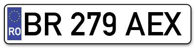 Placuta inmatriculare numar auto  BR-279-AEX, BR 279 AEX, BR279AEX