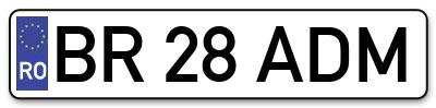 Placuta inmatriculare numar auto  BR-28-ADM, BR 28 ADM, BR28ADM