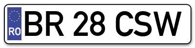 Placuta inmatriculare numar auto  BR-28-CSW, BR 28 CSW, BR28CSW