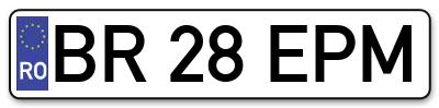 Placuta inmatriculare numar auto  BR-28-EPM, BR 28 EPM, BR28EPM