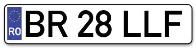 Placuta inmatriculare numar auto  BR-28-LLF, BR 28 LLF, BR28LLF