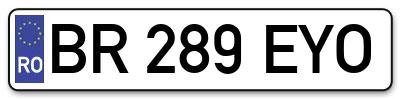 Placuta inmatriculare numar auto  BR-289-EYO, BR 289 EYO, BR289EYO