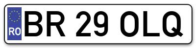 Placuta inmatriculare numar auto  BR-29-OLQ, BR 29 OLQ, BR29OLQ