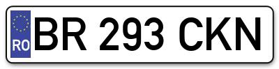 Placuta inmatriculare numar auto  BR-293-CKN, BR 293 CKN, BR293CKN