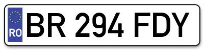 Placuta inmatriculare numar auto  BR-294-FDY, BR 294 FDY, BR294FDY