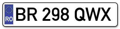 Placuta inmatriculare numar auto  BR-298-QWX, BR 298 QWX, BR298QWX